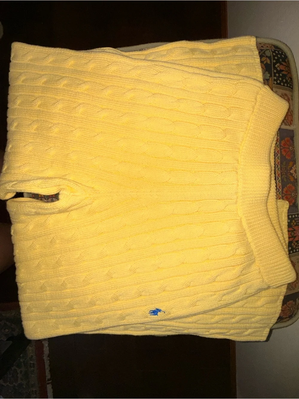 Ralph Lauren Kids Pale Yellow Cable Knit Wide-Leg Sweatpants